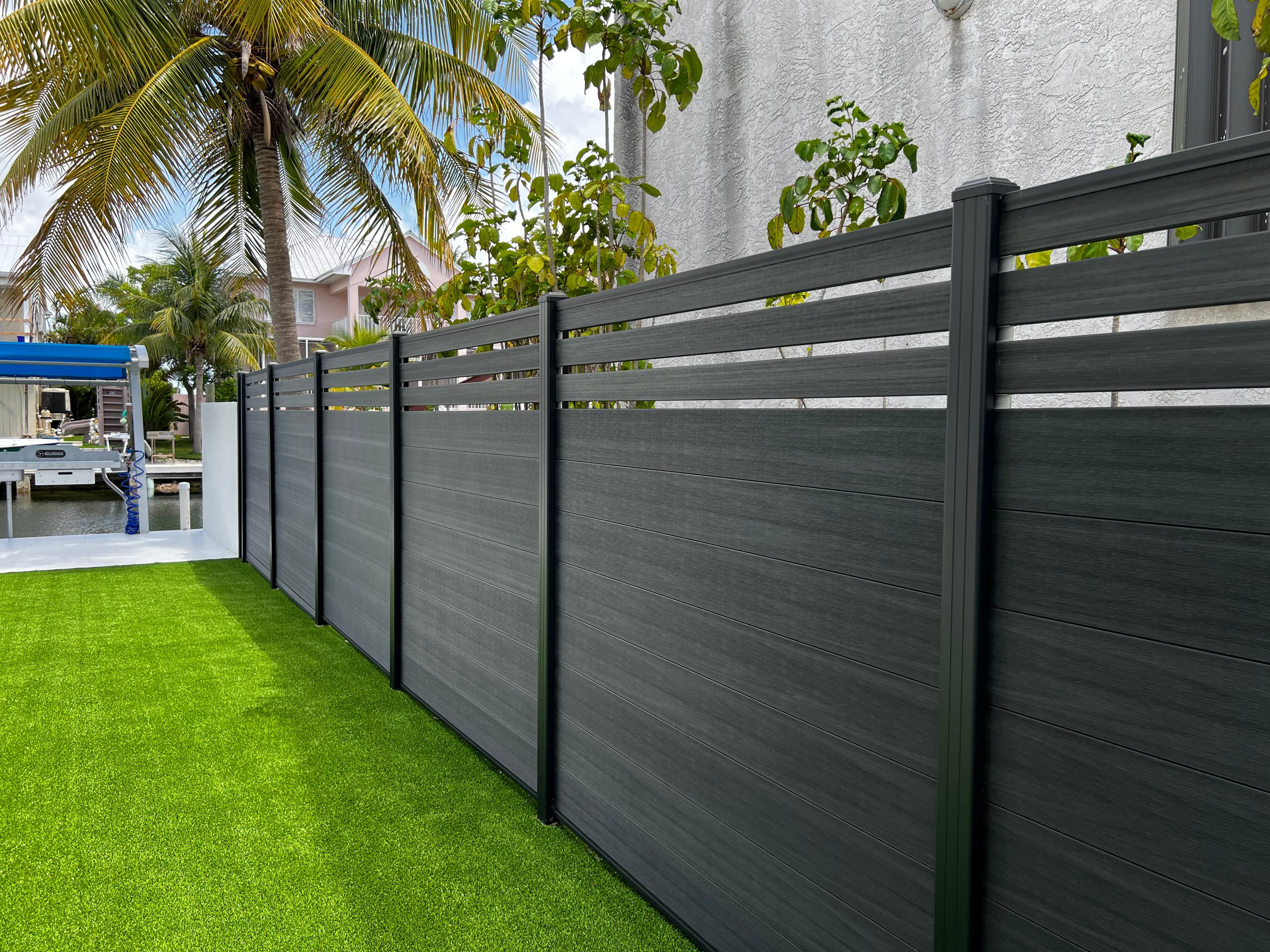 WPC composite fence waterway Miami Florida