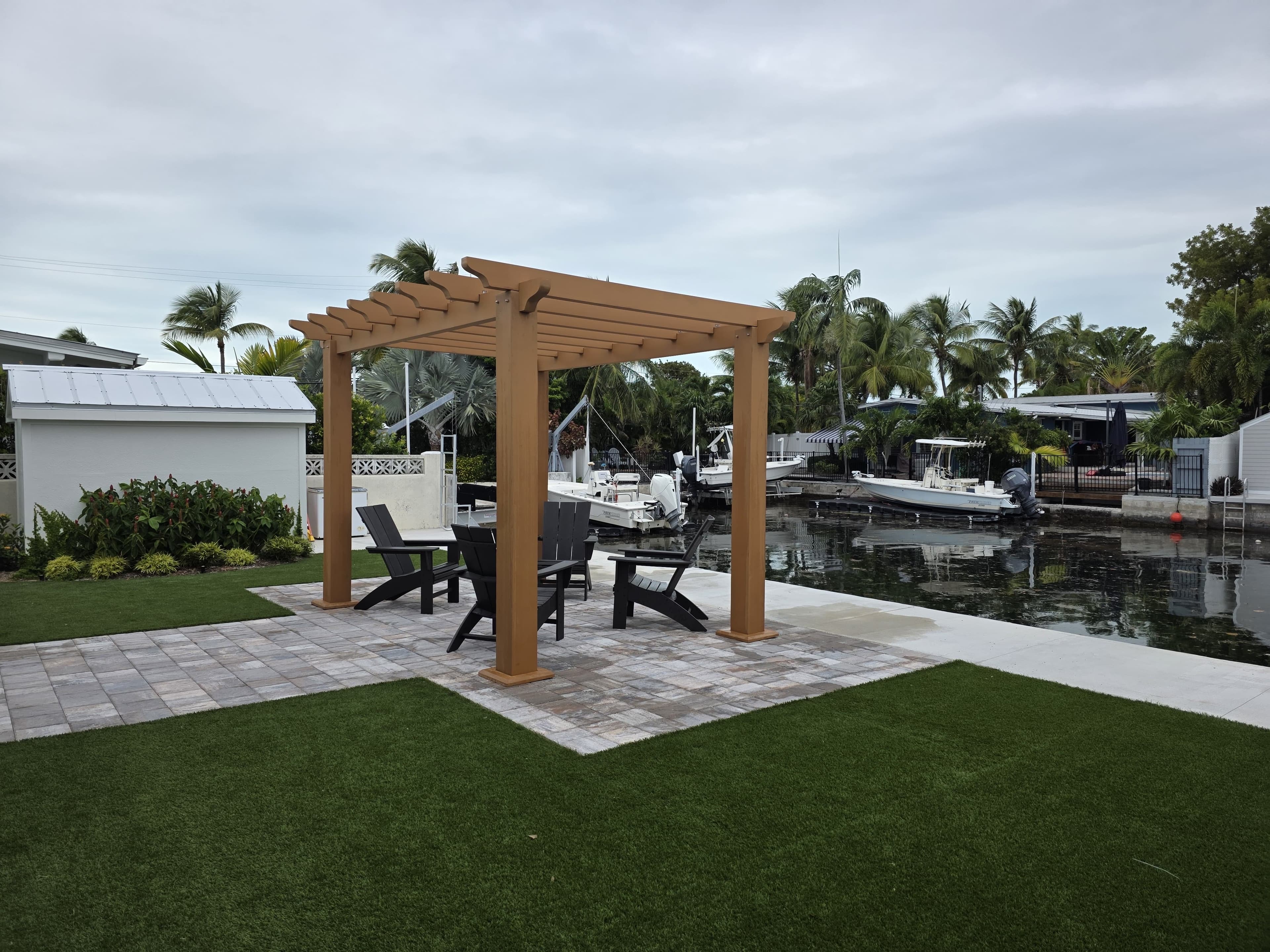 WPC pergola waterfront Key West outdoor living