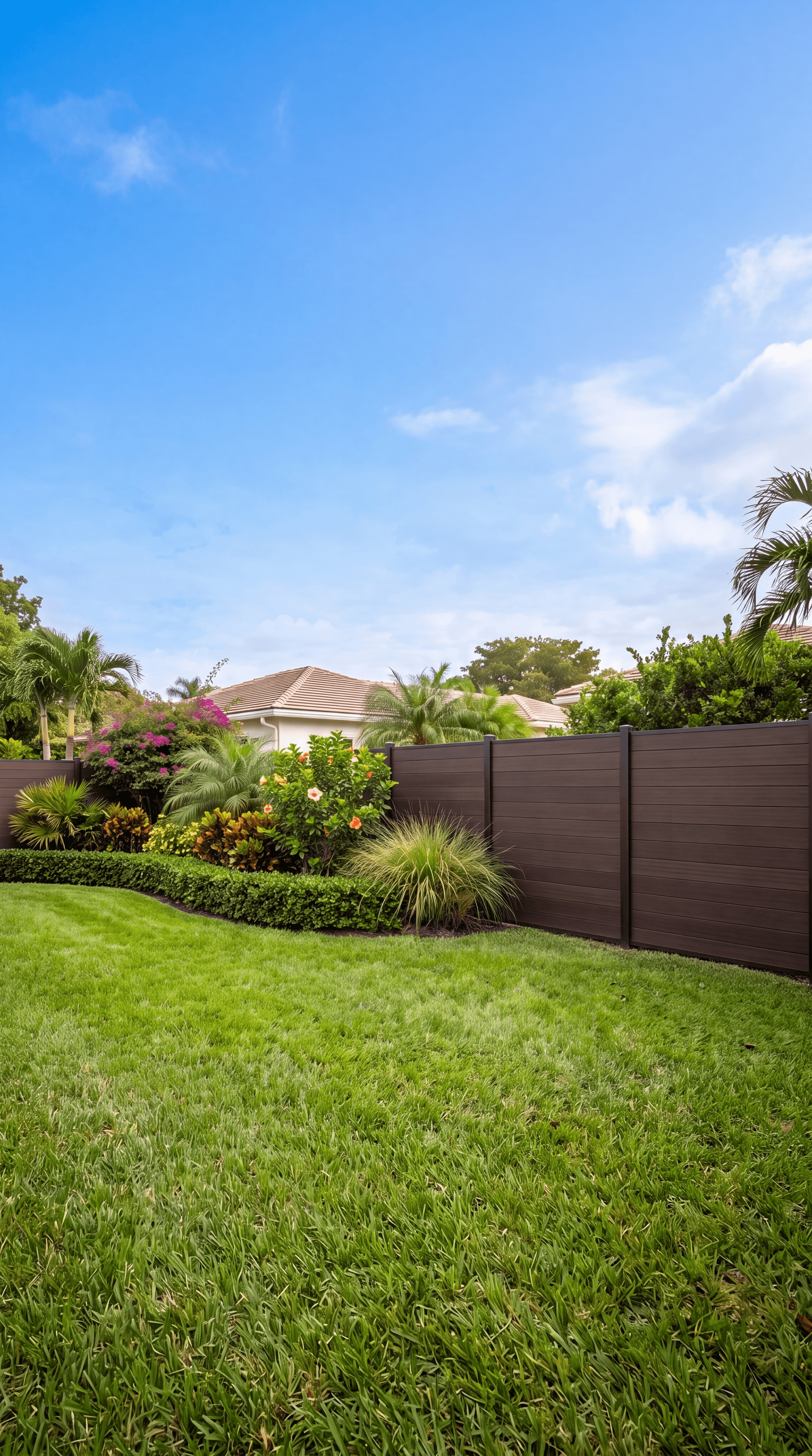 WPC fence backyard lawn and garden Miami